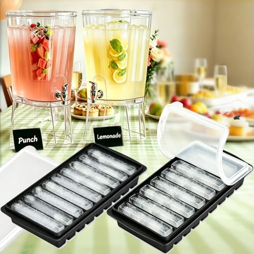 Silicone Long Ice Cube Tray for Water Bottles - Stackable & Easy Release (2 Pack)
