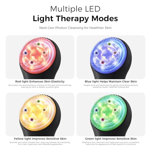 Ccigedy Black Electric Facial Cleansing Brush with LED Light & Warming Function