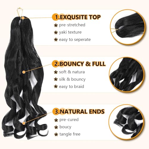 12 Inch French Curl Braiding Hair - 8 Packs Synthetic Loose Wavy 1B