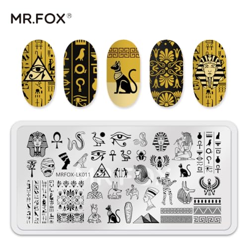 MR.FOX 6-Piece Nail Art Stamping Plate Set - Deep Etched Butterfly & Rose