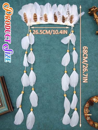 GORTIN Native American Feather Headband - Boho Hair Accessory for Women