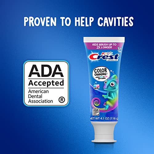 Crest Kids Fluoride Toothpaste, Color-Changing Bubblegum, 4.2 oz (3 Count)