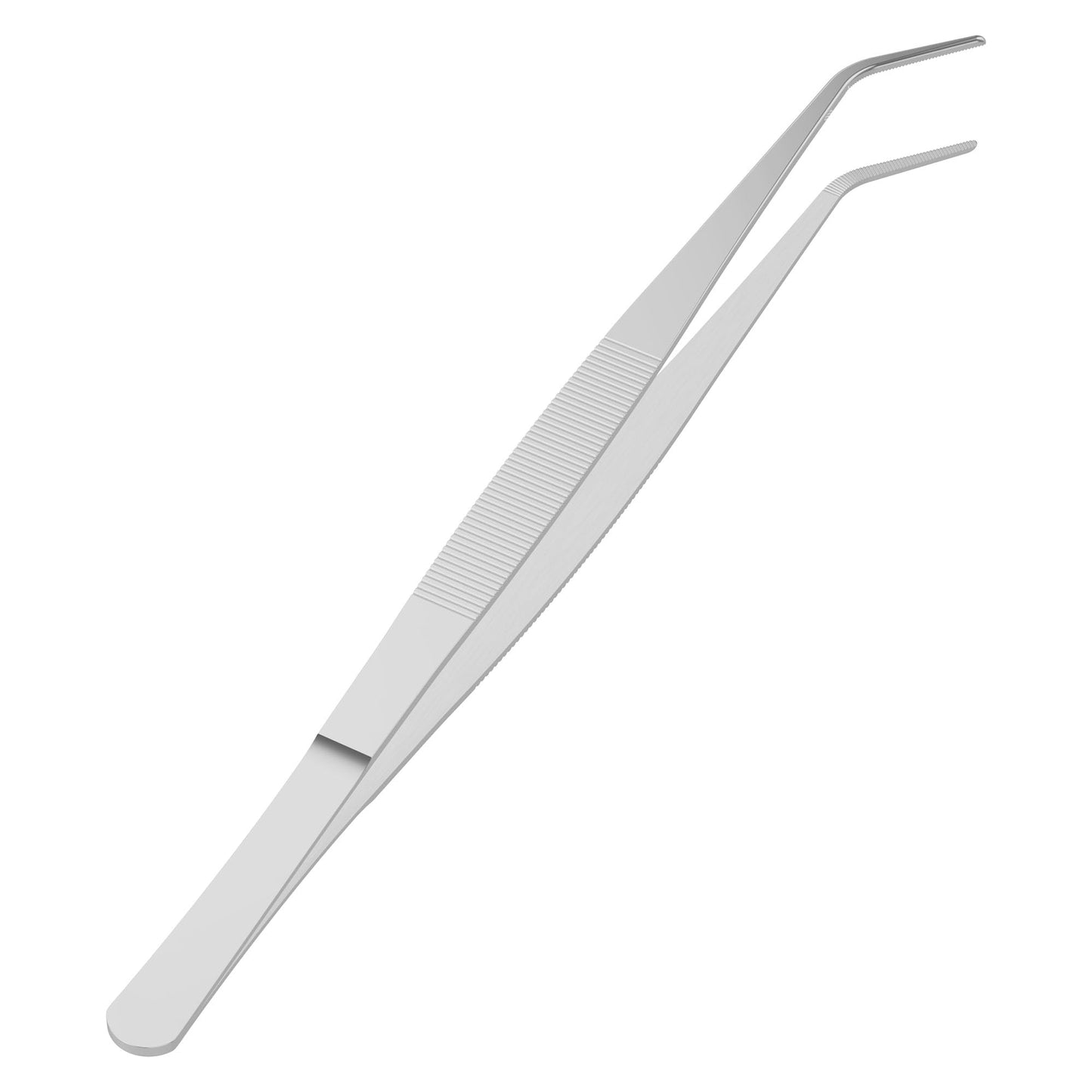 FOCMKEAS 2 PCS 5 Inch Stainless Steel Tweezers with Curved Pointed Serrated Tip, Perfectly Aligned, 3/64 Inch Thickness Stainless Steel, Multipurpose Daily Garden Home Lab Craft Repairing Tool