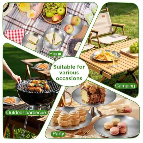 10-Inch Stainless Steel Dinner Plates - Set of 2, Non-Toxic & Dishwasher Safe