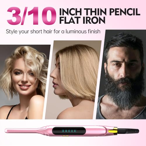 Mvxitanny Mini Hair Straightener for Short Hair with LED Display, 15s Heat Up, Dual Voltage