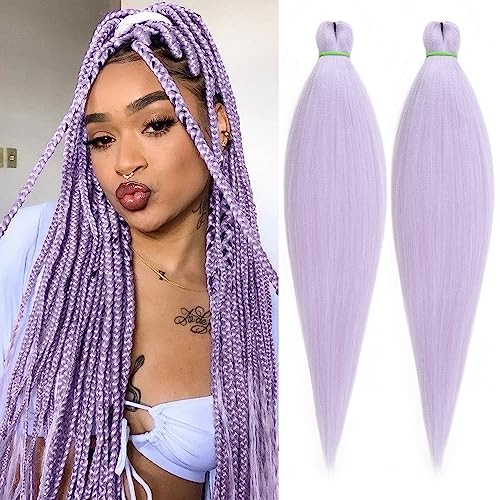 Leeven 26 Inch Light Purple Pre-Stretched Braiding Hair - 2 Packs