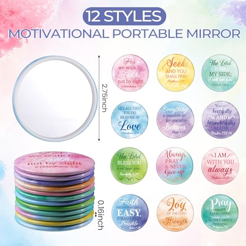 Geelin 24 Pcs Watercolor Christian Gifts for Women - Makeup Bags & Mirrors