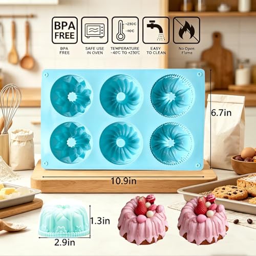 3-Pack Mini Fluted Cake Pan Set - Non-Stick Silicone Molds