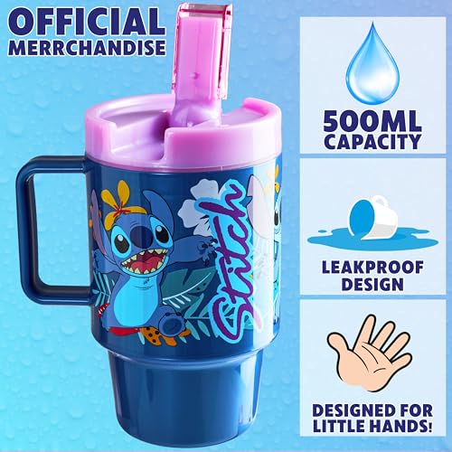 Get Trend Disney Stitch Kids Water Bottle with Straw - 16.9 oz BPA Free