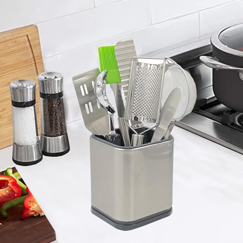 Stainless Steel Utensil Holder - 4.6'' High Small Crock