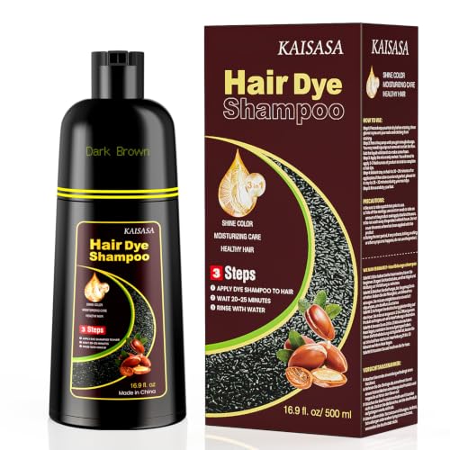Dark Brown Hair Dye Shampoo 3-in-1 for Gray Coverage - KAISASA