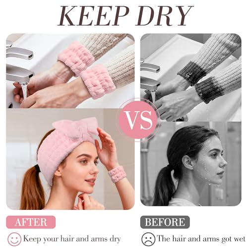 DiyJibb 9-Piece Spa Headband & Wristband Set for Women