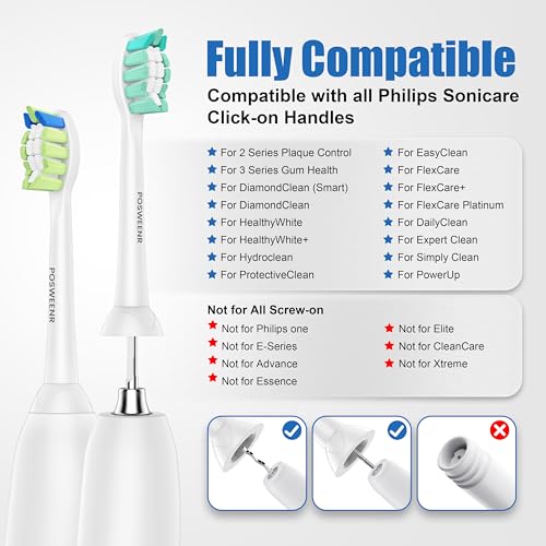 POSWEENR Replacement Toothbrush Heads for Philips Sonicare - 10 Pack