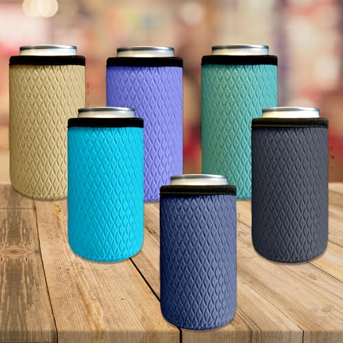 Klyrith 6 Pack Insulated Can Cooler Sleeves for 16 oz Drinks