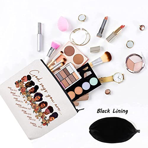 God Says You Makeup Bag - Black American Cosmetic Pouch