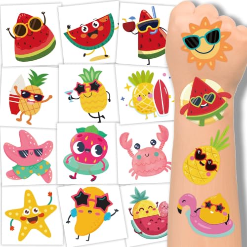 240 Pcs Summer Fruit Temporary Tattoos for Kids - 60 Designs