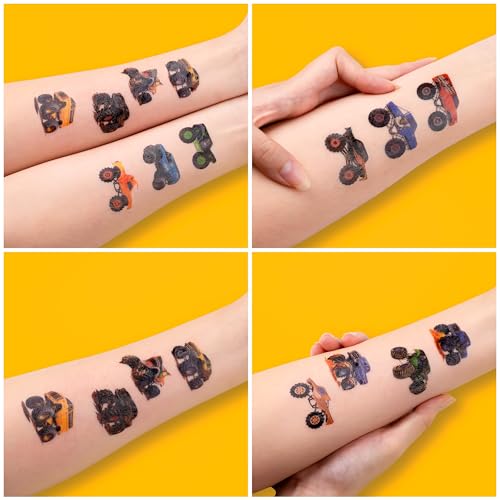 60-Piece Monster Truck Temporary Tattoos for Kids - Race Car Party Favors