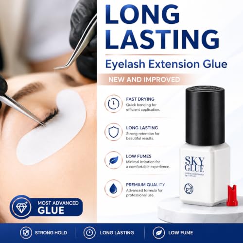 Sky Glue D Eyelash Extension Adhesive 5ml - Fast Drying, Long Retention, Latex-Free