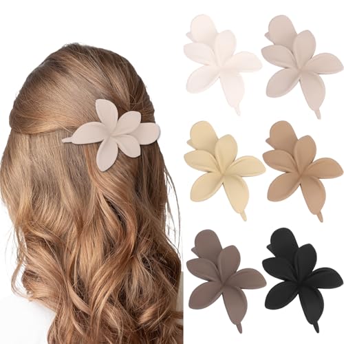 CURASA Flat Flower Hair Clips for Women - 6 Pack, B Variation, Elegant Claw Clips for Thick & Thin Hair