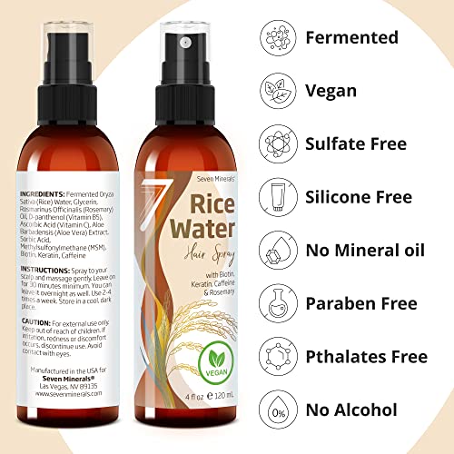 Fermented Rice Water Spray for Hair Growth - Biotin & Rosemary Infusion (4 fl oz)