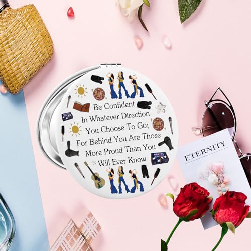 LQRI Musical Makeup Mirror - Silver Hand-Held Cosmetic Mirror for Fans