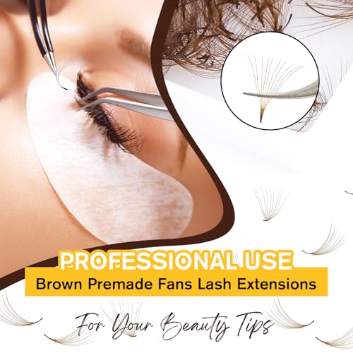 Kolybel 500 Premade Lash Fans 10D 0.07 C Curl Brown 12mm
