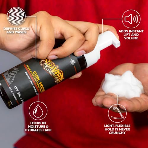 Suavecito Curl Mousse for Curls & Waves – Frizz Control, Sulfate-Free, 6 fl oz