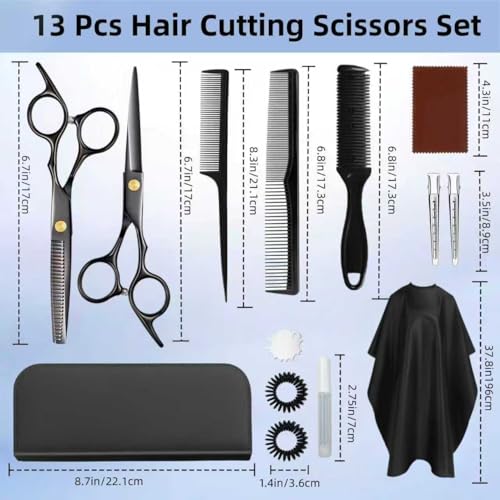 Hair Cutting Scissors Shears Kits, Professional Haircut Scissors Set with Thinning Shears, Stainless Steel Barber Scissors for Men, Women, Kids, Salon & Home Use
