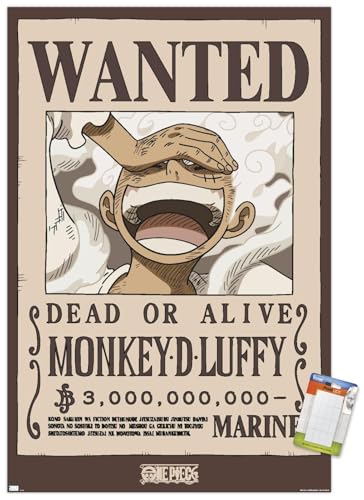 One Piece Monkey D Luffy Wanted Poster - 22.37" x 34" Wall Art
