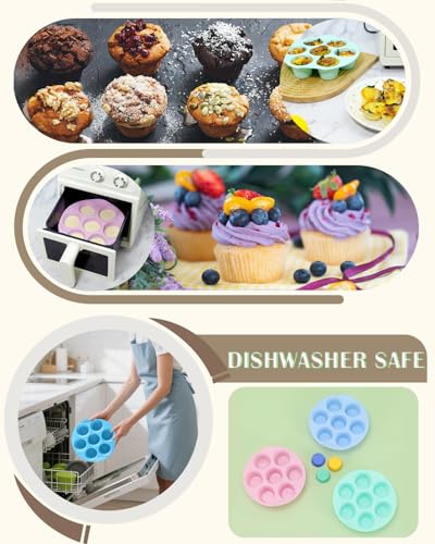 Silicone Egg Bite Molds - 3 Pack Non-Stick Muffin Pan for Air Fryer