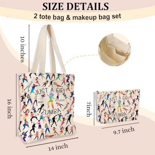 Girl Dance 839 Canvas Tote & Cosmetic Bag Set for Women