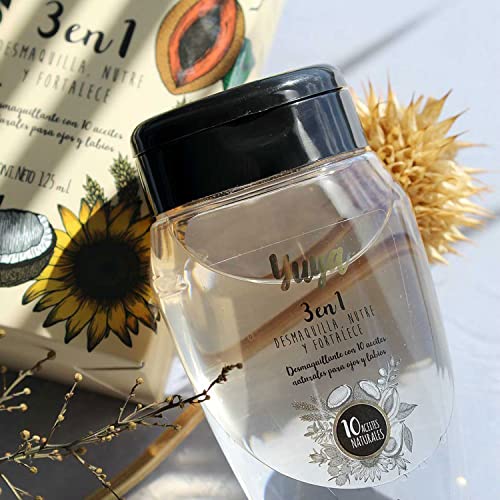 Yuya 3 in 1 Bifasic Makeup Remover - Nourish, Hydrate and Strengthen with 10 Natural Oils. Remove Waterproof Makeup without Irritation. 125ml Bottle. Shake Before Use