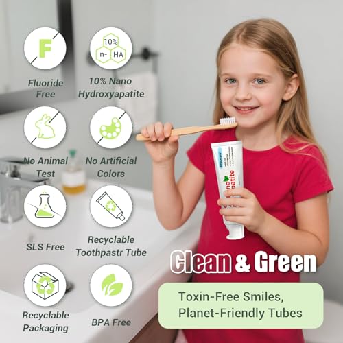Bmboryxa 10% Nano Hydroxyapatite Toothpaste - Breeze Mint, SLS & Fluoride Free, Whitening for Sensitive Teeth, 4.23oz