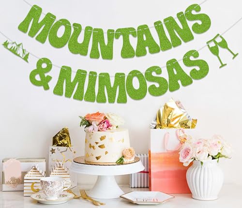 Mountains & Mimosas Banner - Camping Theme Bachelorette Party Decor