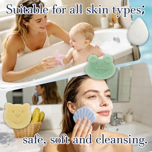 5-Pack Natural Konjac Baby Bath Sponges - Gentle Exfoliating Shapes