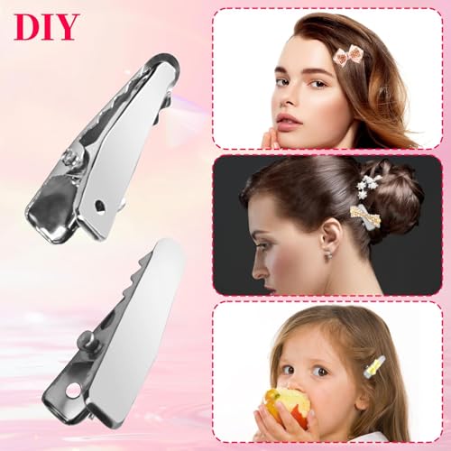 80PCS Small Silver Metal Alligator Hair Clips for Crafts