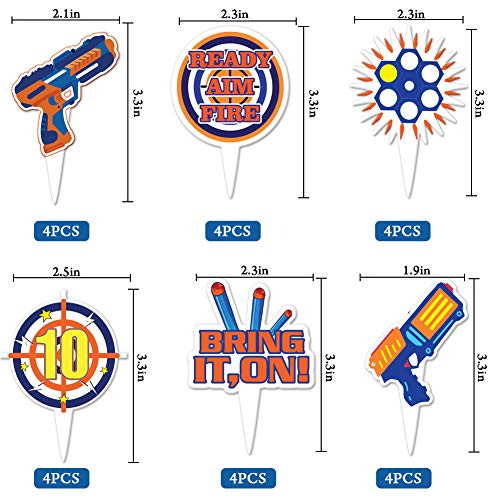 Dart War Cupcake Toppers & Wrappers - 48 Piece Set for Kids' Parties
