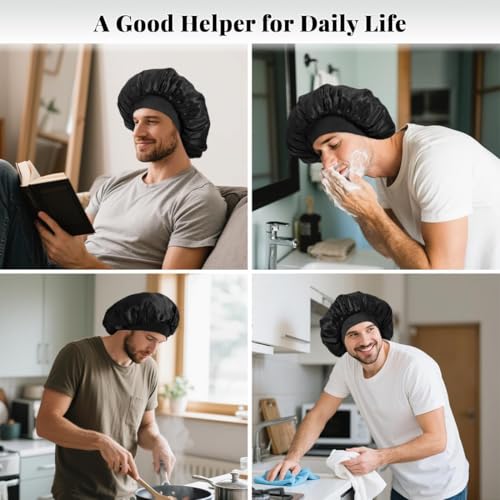 Satin Silk Bonnet for Men - Sleep Cap with Wide Band