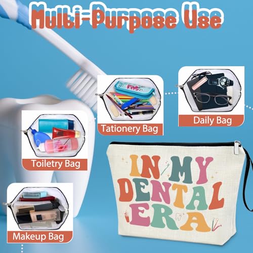 Creakraft 'In My Dental Era' Linen Makeup Bag for Dental Professionals & Fans