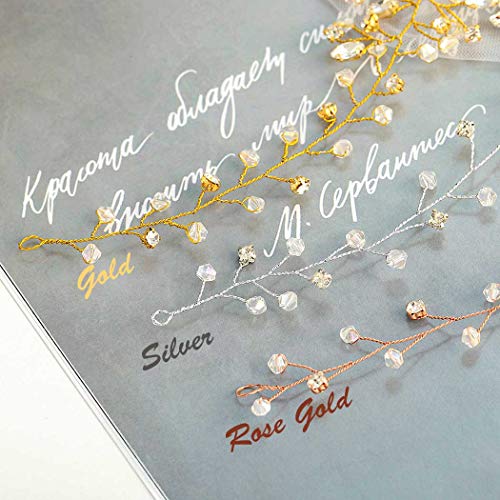 Gold Rhinestone Bridal Hair Vine Headband Wedding Accessories for Brides & Women