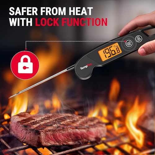 TempPro Instant Read Meat Thermometer - 1 Sec Digital Kitchen Thermometer with Backlight, Waterproof & Calibration