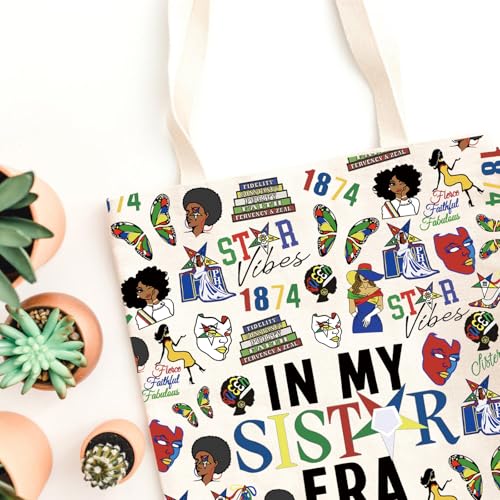 WCGXKO Greek Sorority Tote Bag with Zipper - Sistar Sisterhood 1874