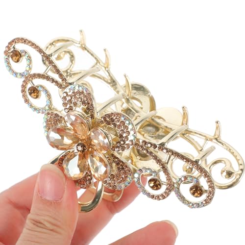 Ipetboom Vintage Rhinestone Hair Claw Clip - Large Alloy Hair Accessory with Pins, Pack of 1