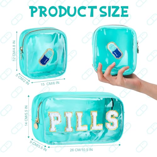 Hillban 2-Piece Preppy Chenille Letter Medicine & Cosmetic Travel Bag Set