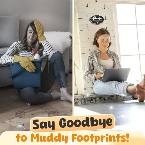 Please Remove Your Shoes Sign - 2 Pack Wood Signs for Entryway Decor