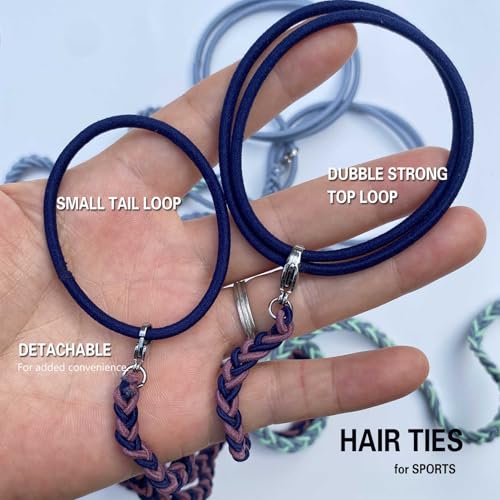 LOTMIAI 2 Pack 25-Inch Braided Elastic Hair Ties for Sports & Active Use, Multi-Color