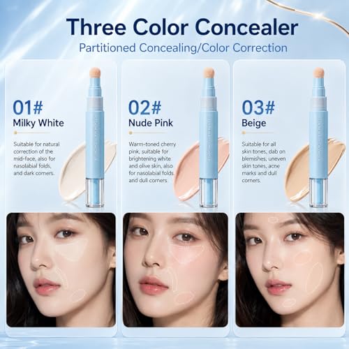 Dual-Action Concealer & Foundation Pen - Long-Lasting 2-in-1 Makeup (Beige, 2pcs)
