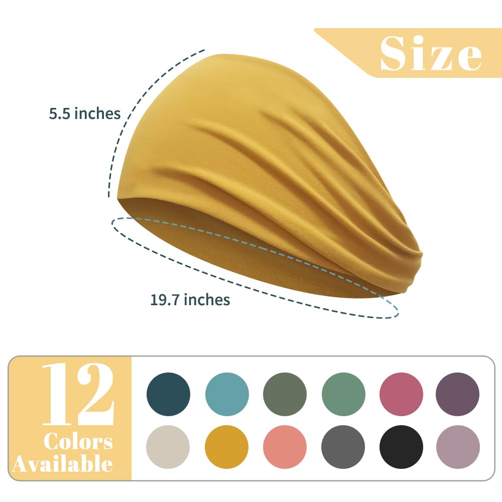 Wide Non-Slip Headbands for Women - 12 PCS Fabric Hair Accessories | Stylish & Comfortable