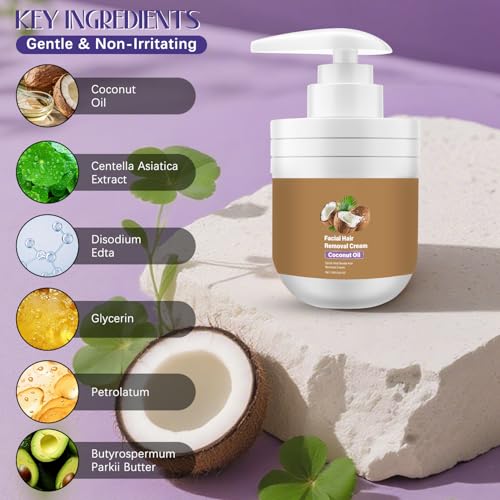2Pcs Coconut Oil Based Gentle Body Hair Remover Cream for Women,Facial Hair Removal Cream,Quick and Easy Hair Removal Cream with Coconut Oil,Moisturizing & Soothing for All Skins