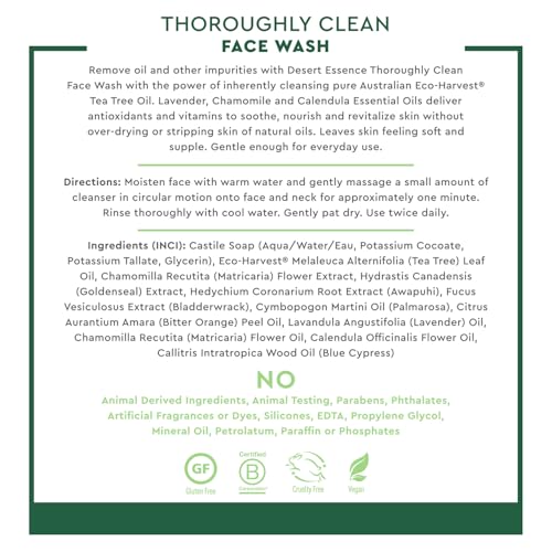Desert Essence Tea Tree Oil Face Wash for Oily Skin, 8.5 fl oz